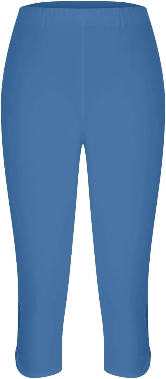 Womens Capri Leggings Summer Plus Size Capris Workout Yoga High Waisted Capri Pants Casual Pull On Capris