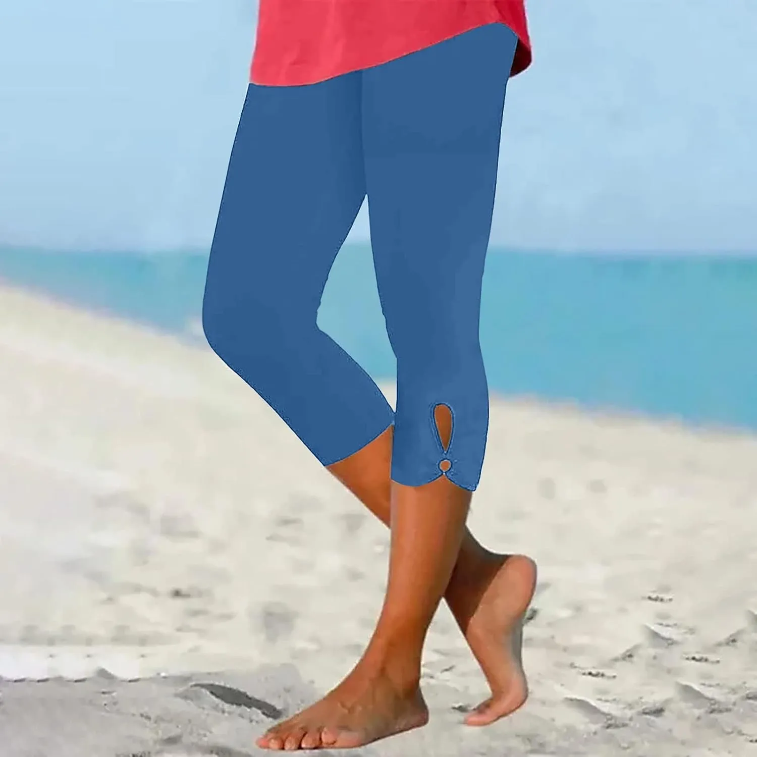 Womens Capri Leggings Summer Plus Size Capris Workout Yoga High Waisted Capri Pants Casual Pull On Capris