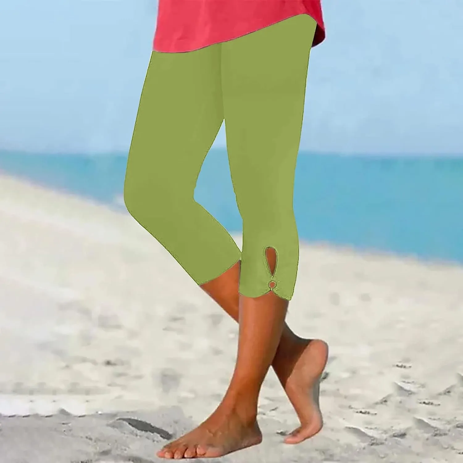 Womens Capri Leggings Summer Plus Size Capris Workout Yoga High Waisted Capri Pants Casual Pull On Capris