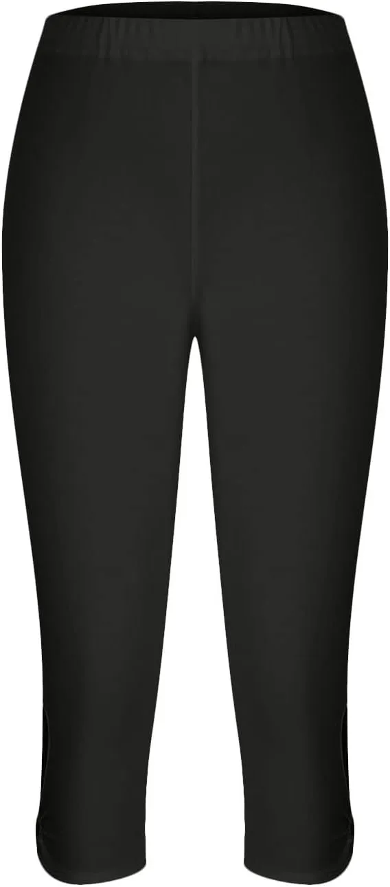 Womens Capri Leggings Summer Plus Size Capris Workout Yoga High Waisted Capri Pants Casual Pull On Capris