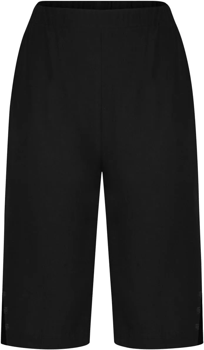 Womens Capri Pants 2025 Knee Length Cotton Linen Capris Summer Straight Leg Loose Beach Bermuda Shorts with Pockets