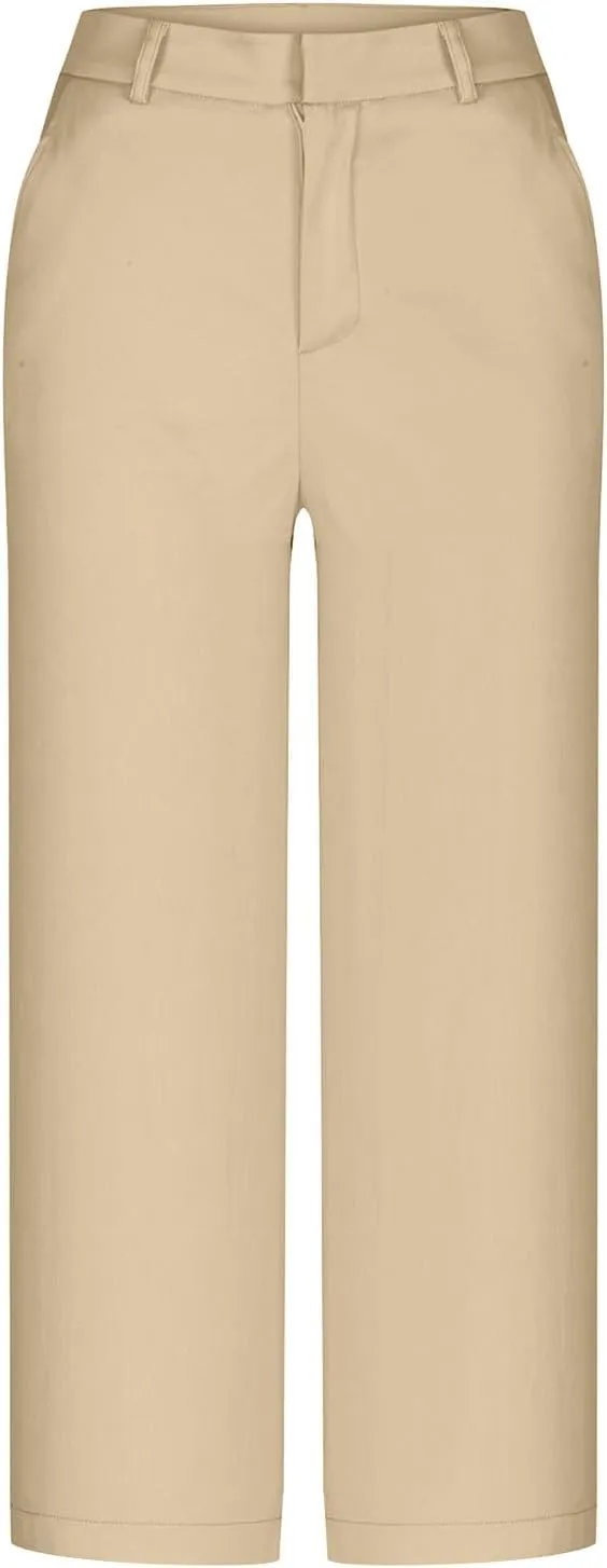 Womens Capri Pants Straight Leg Pants Business Casual Loose Capris Tailored Cropped Trousers for Work