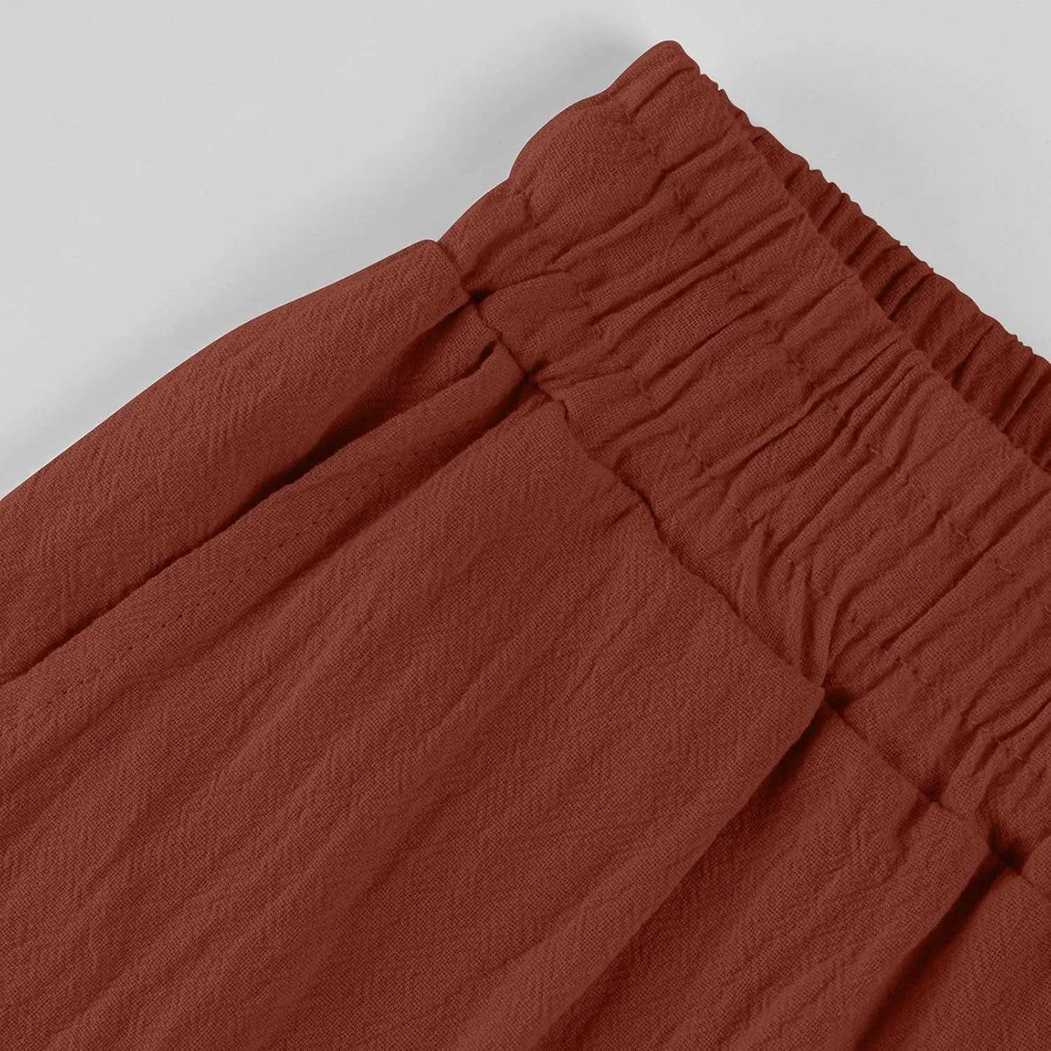 Womens Cotton Linen Cropped Pants 2025 Summer Lounge High Waisted Stretch Capris Drawstring Trousers with Pocket
