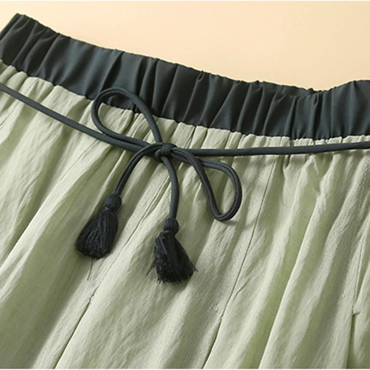 Women's Cotton Linen Skirts Drawstring High Waist Skirts Plain Layered A-Line Flared Flowy Midi Long Skirts