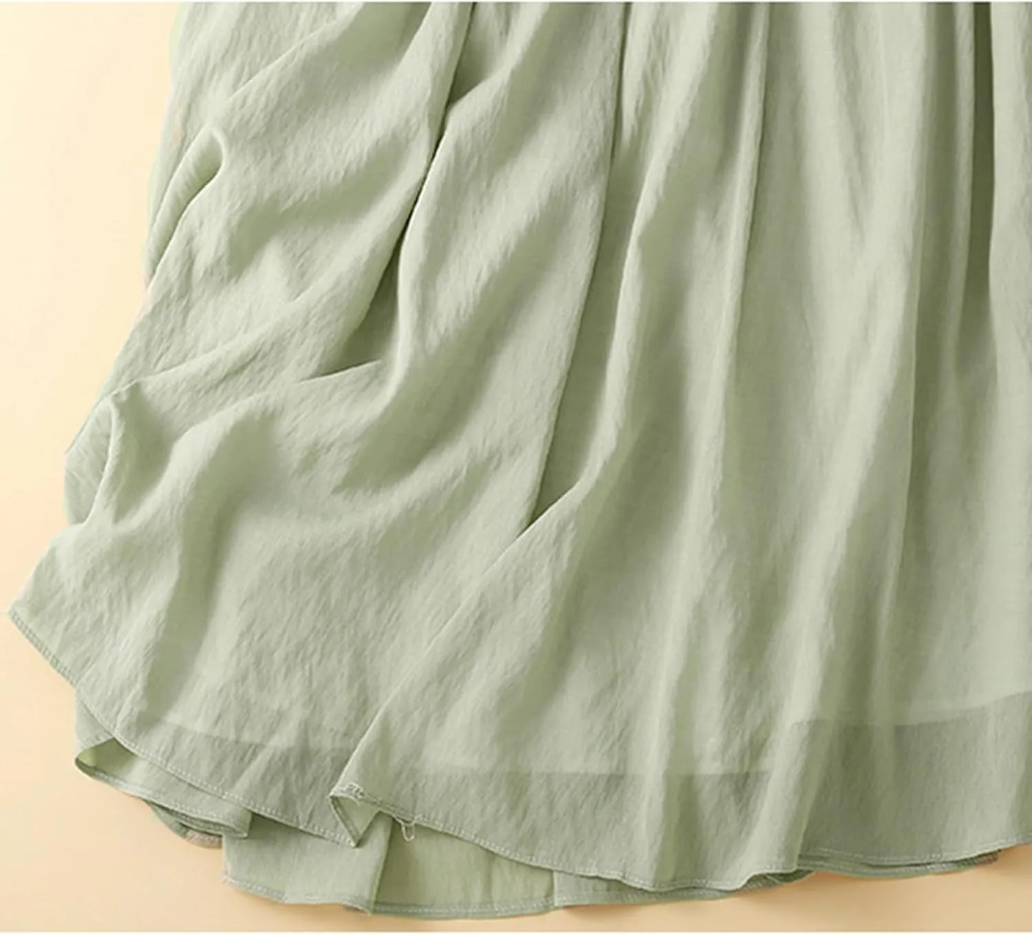 Women's Cotton Linen Skirts Drawstring High Waist Skirts Plain Layered A-Line Flared Flowy Midi Long Skirts