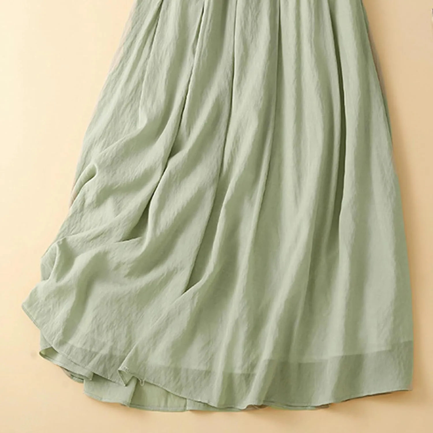 Women's Cotton Linen Skirts Drawstring High Waist Skirts Plain Layered A-Line Flared Flowy Midi Long Skirts