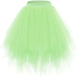 Women's Elastic Waist Dancing Mini Skirt Princess Mesh Tulle Layered Puffy Fairy Above Knee Tutu Skirts