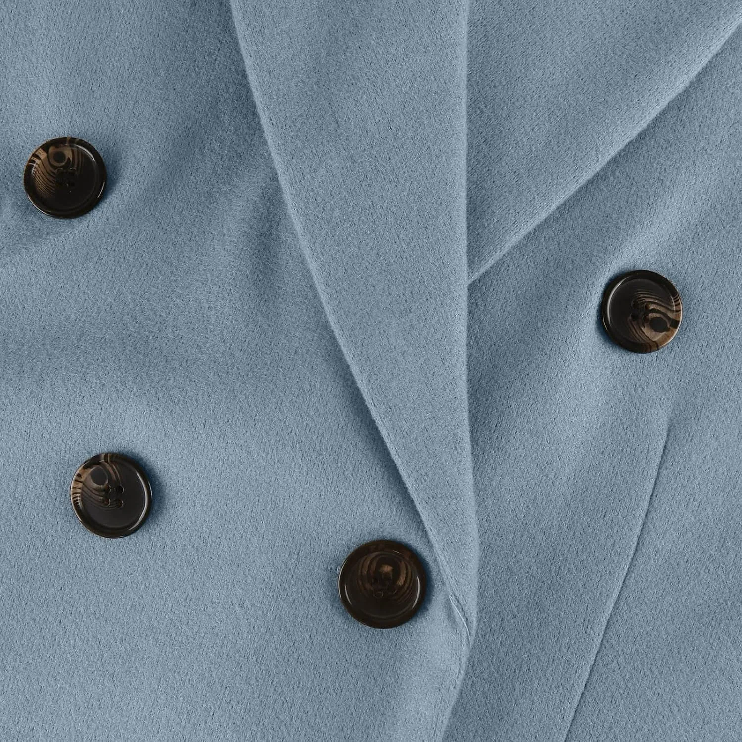 Womens Notched Lapel Collar Double Breasted Pea Coat Trendy Long Trench Coats Winter Wool Fleece Jacket