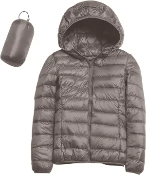 Womens Puffer Jacket 2024 Winter Warm Packable Down Jacket Lightweight Slim Fit Hooded Jacket Short Duck Down Coat