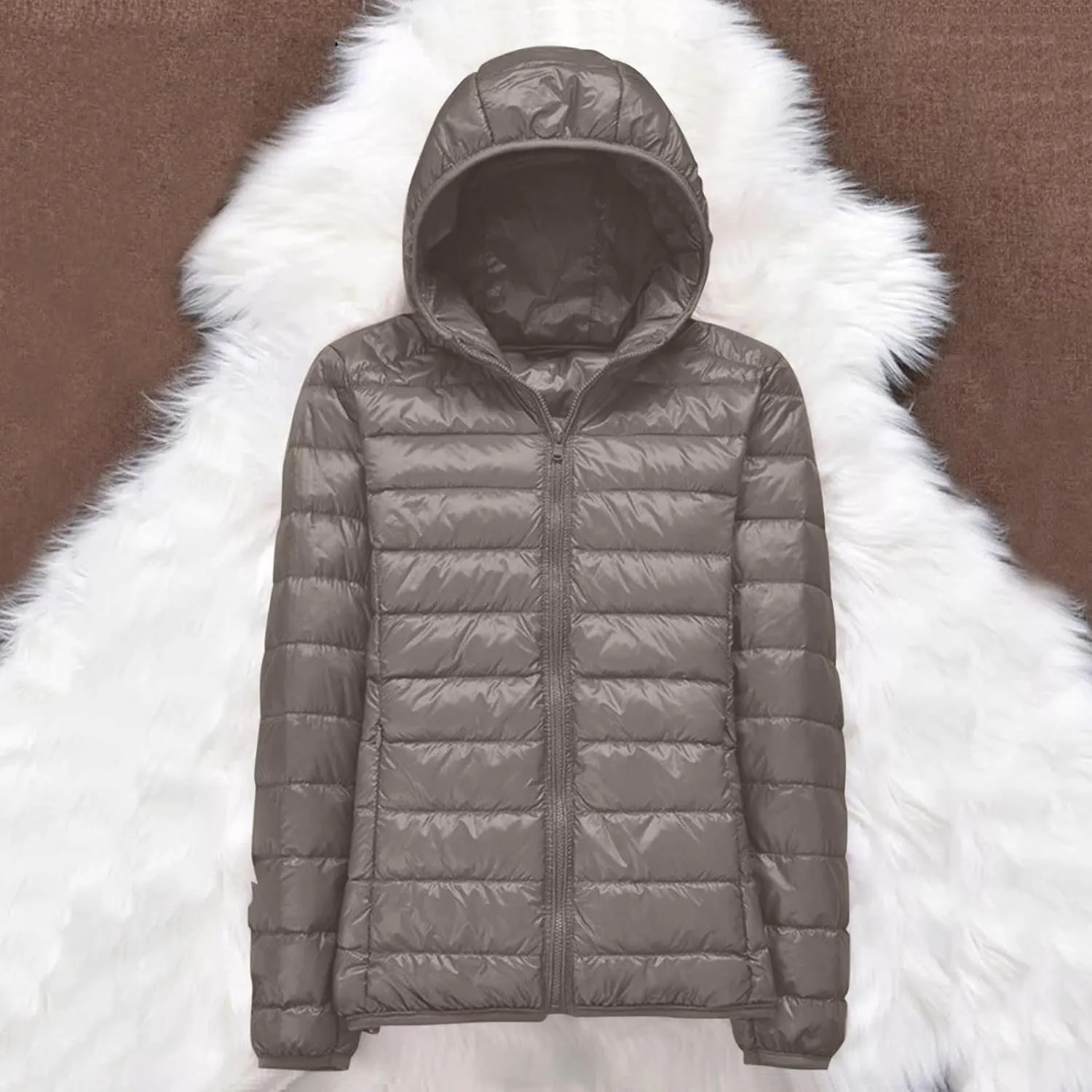 Womens Puffer Jacket 2024 Winter Warm Packable Down Jacket Lightweight Slim Fit Hooded Jacket Short Duck Down Coat