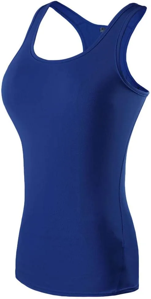 Womens Seamless Racerback Tank Tops Summer Scoop Neck Breathable Running Workout Tops Athletic Gym Sleeveless Shirts