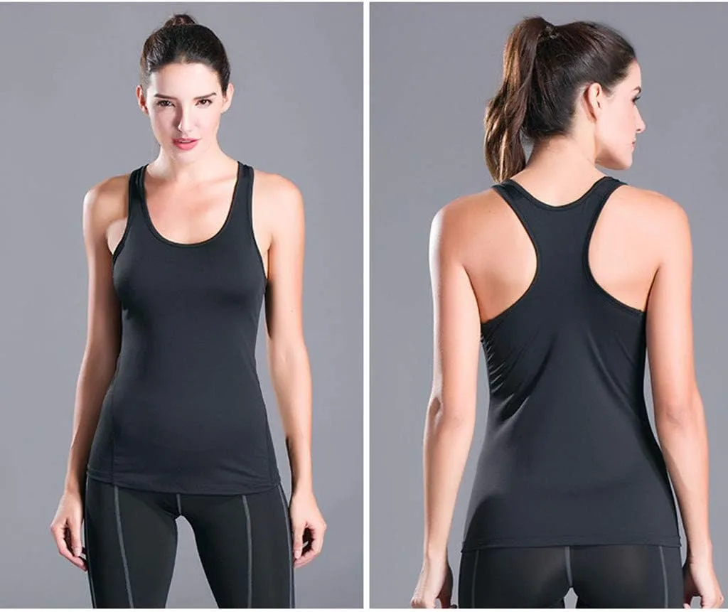 Womens Seamless Racerback Tank Tops Summer Scoop Neck Breathable Running Workout Tops Athletic Gym Sleeveless Shirts