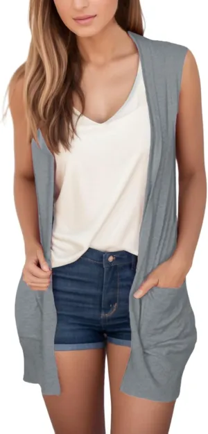 Women's Sleeveless Cardigan Summer Open Front Vest Lightweight Cool Coat for Beach Vacation
