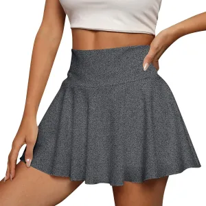 Women's Tennis Skirt High Waisted Pleated Skorts Stretchy Athletic Running Yoga Gym Skirts with Built-in Shorts