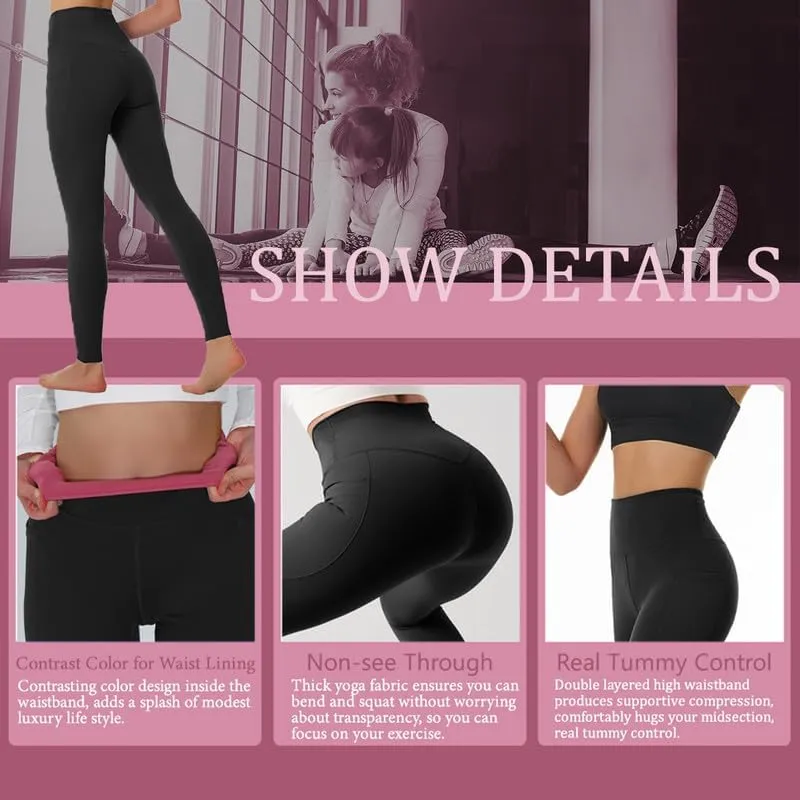 Womens Yoga Pants High Waisted Tummy Control Yoga Leggings Workout Leggings with Pockets Running Gym