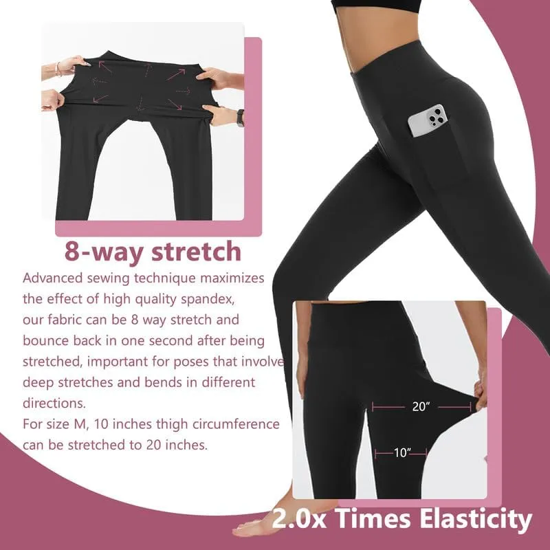 Womens Yoga Pants High Waisted Tummy Control Yoga Leggings Workout Leggings with Pockets Running Gym