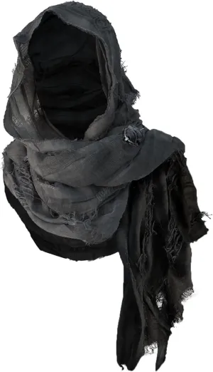 Wrap Dune Wasteland Hooded Shawl With Viking Brooch | Cowl Scarf Rogue Medieval Cloak Renaissance Costume Cape Accessories