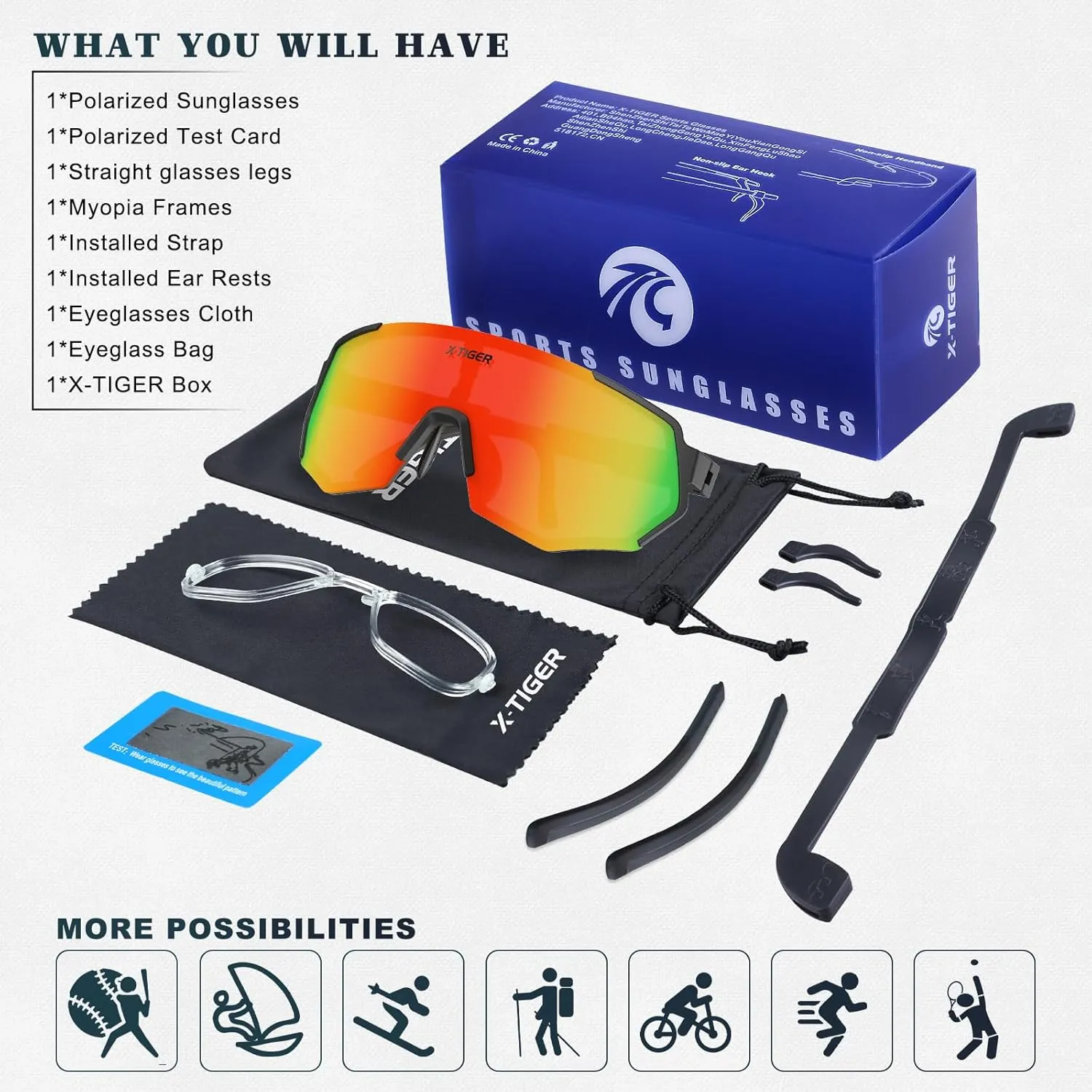 X-TIGER Polarized Youth Baseball Sunglasses UV400 Kids Sunglasses Boys Girls 8-12 Youth for Softball Cycling Sports Glasses