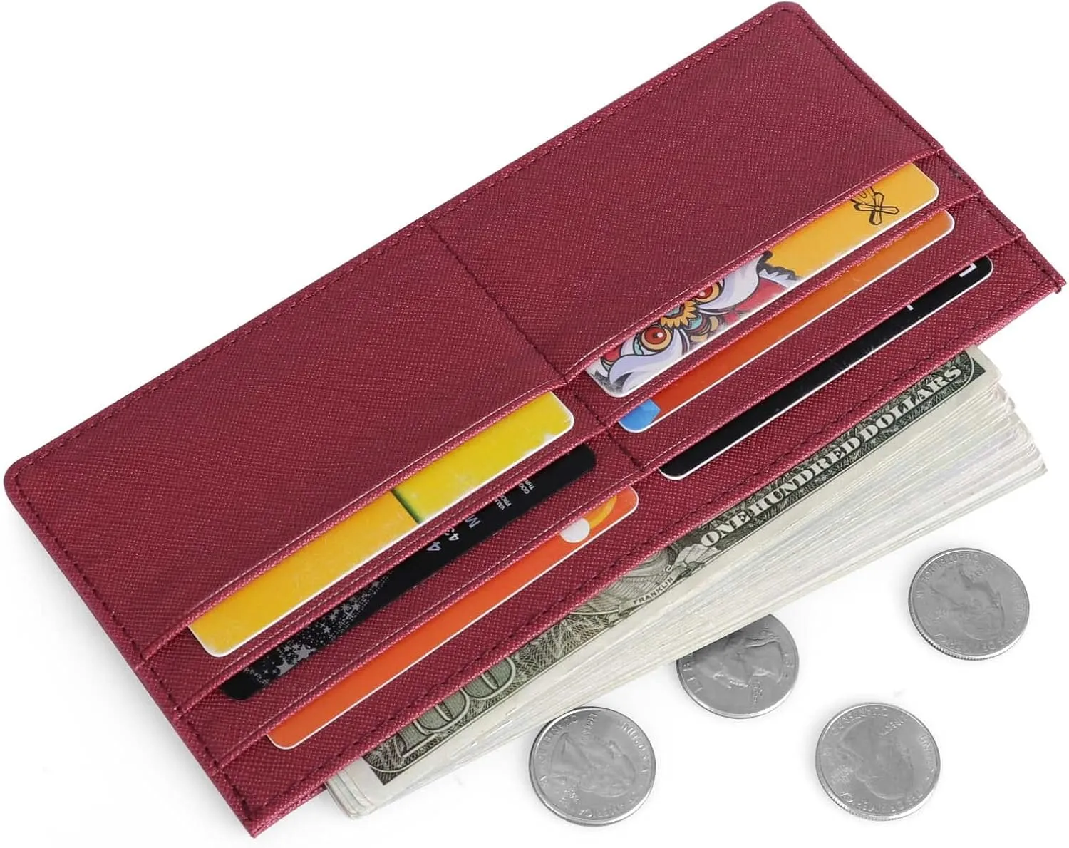 XEYOU Womens Credit Card Wallet Slim Long Zipper Pocket Purse for Coin, Cash, Receipt Multi-function Card Wallet for Ladies