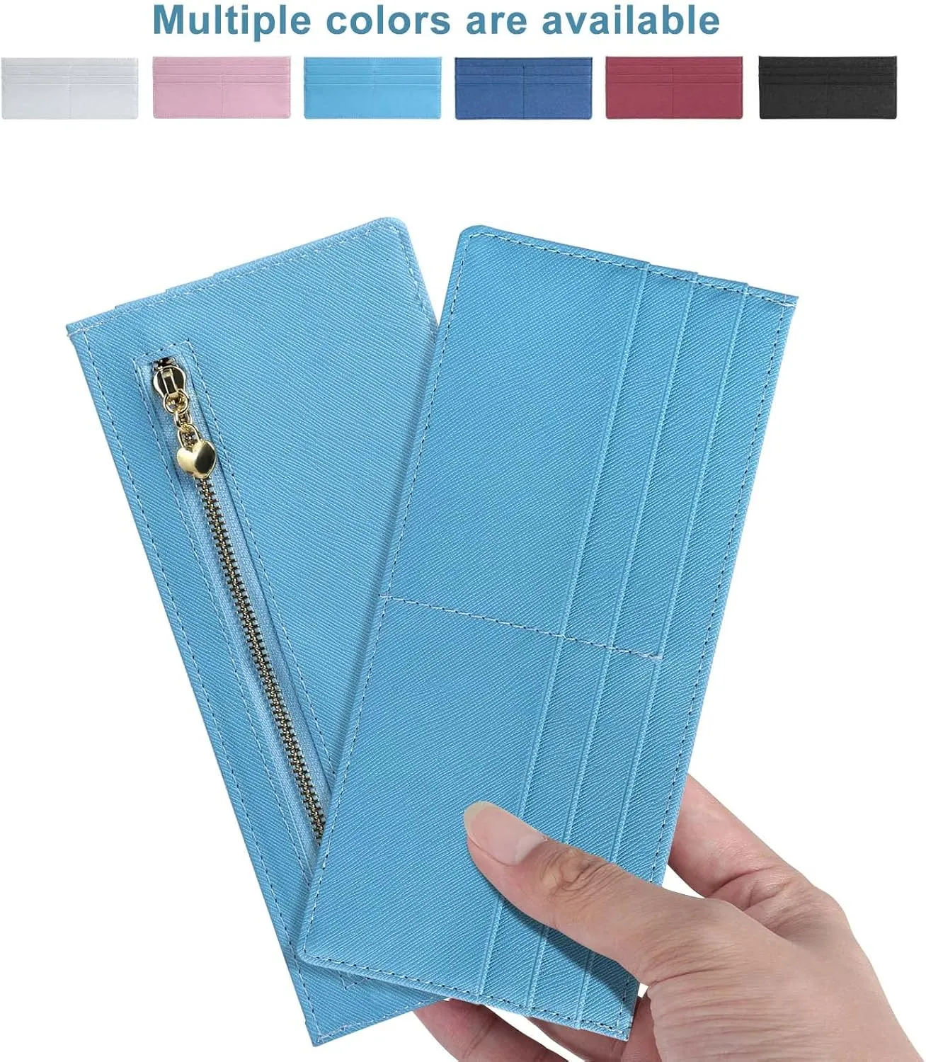 XEYOU Womens Credit Card Wallet Slim Long Zipper Pocket Purse for Coin, Cash, Receipt Multi-function Card Wallet for Ladies