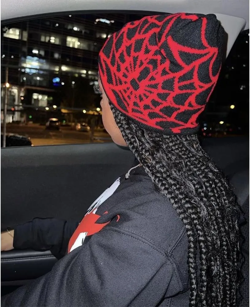 Y2k Spider Beanie Hat Beanie MEA Culpa Wireless Acrylic Knit Skull Cap Winter Warm Hats for Women Man Teenagers