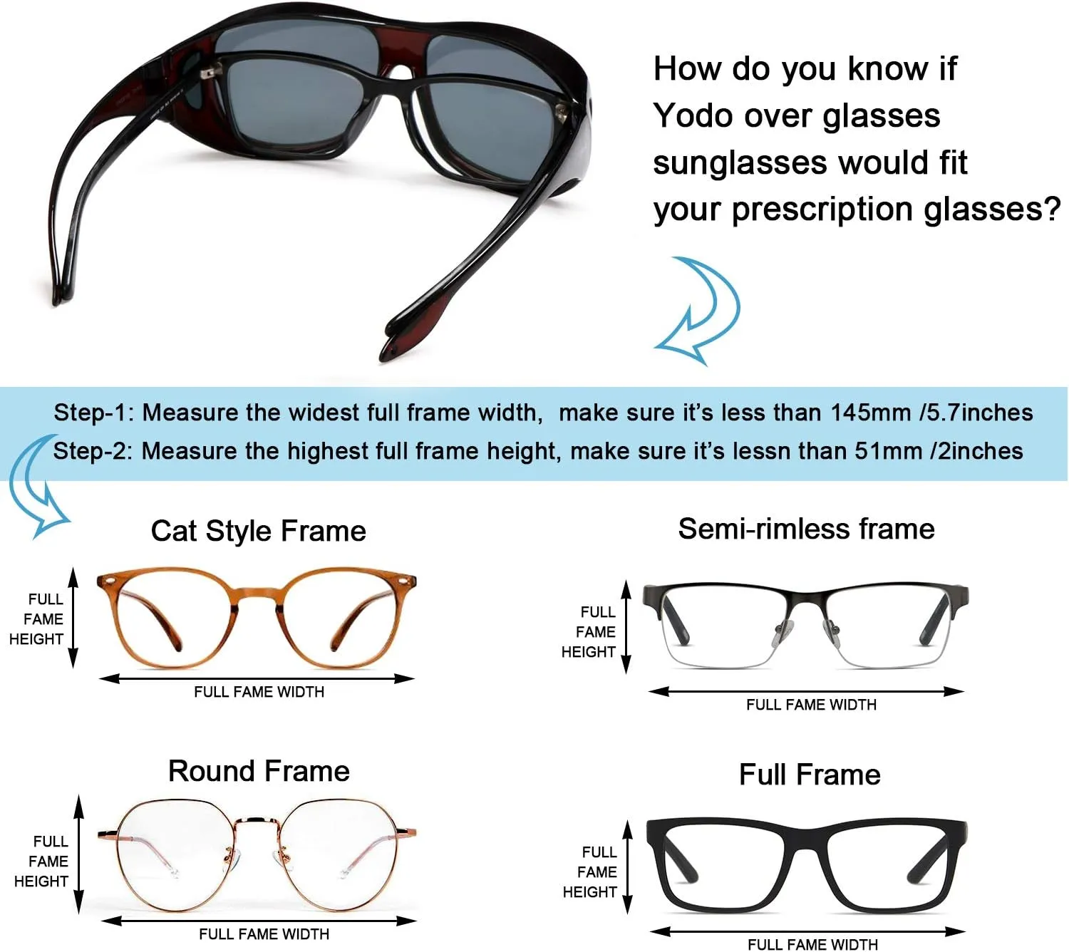 yodo Fit Over Glasses Sunglasses with Polarized Lenses for Men and Women