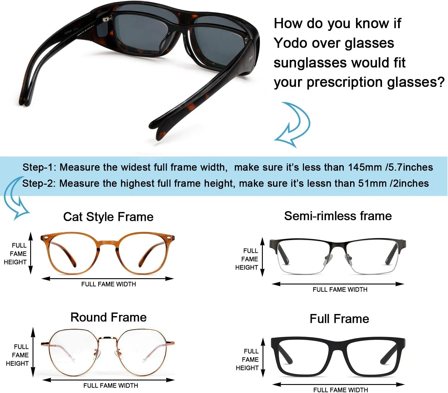 yodo Fit Over Glasses Sunglasses with Polarized Lenses for Men and Women