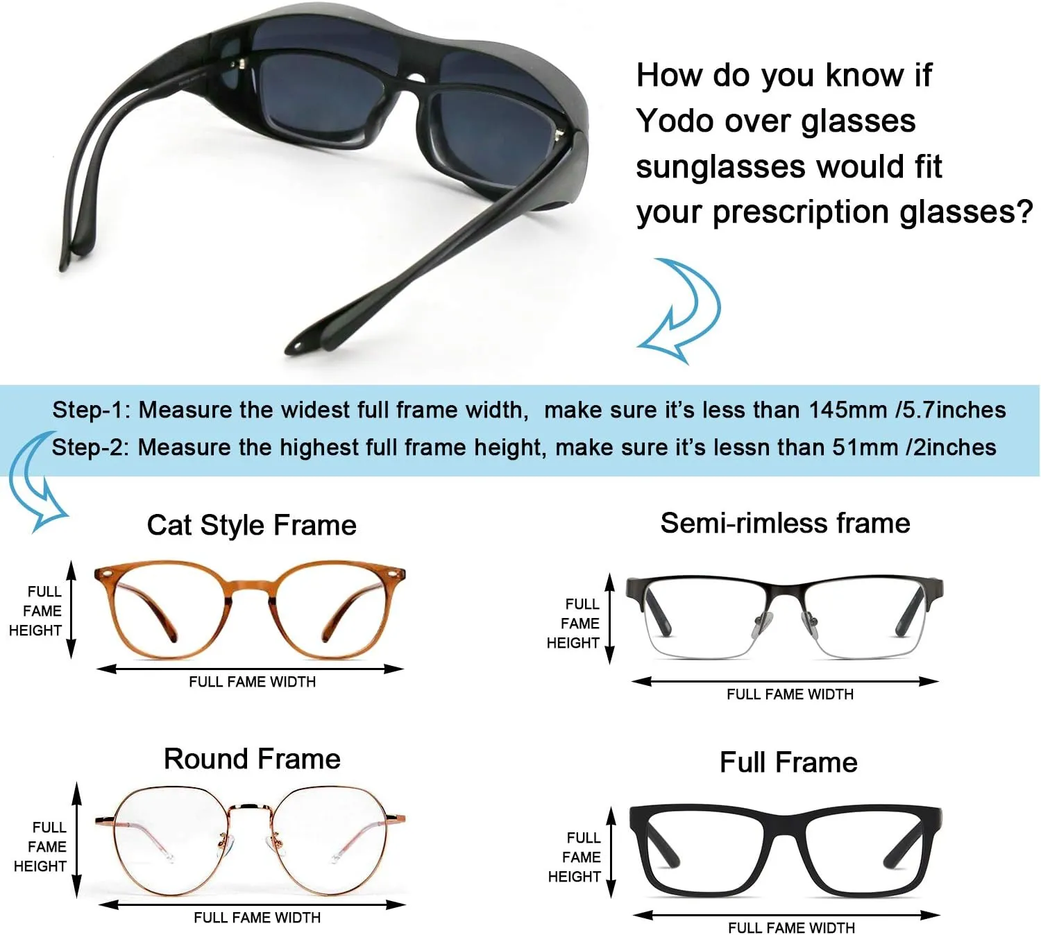 yodo Fit Over Glasses Sunglasses with Polarized Lenses for Men and Women