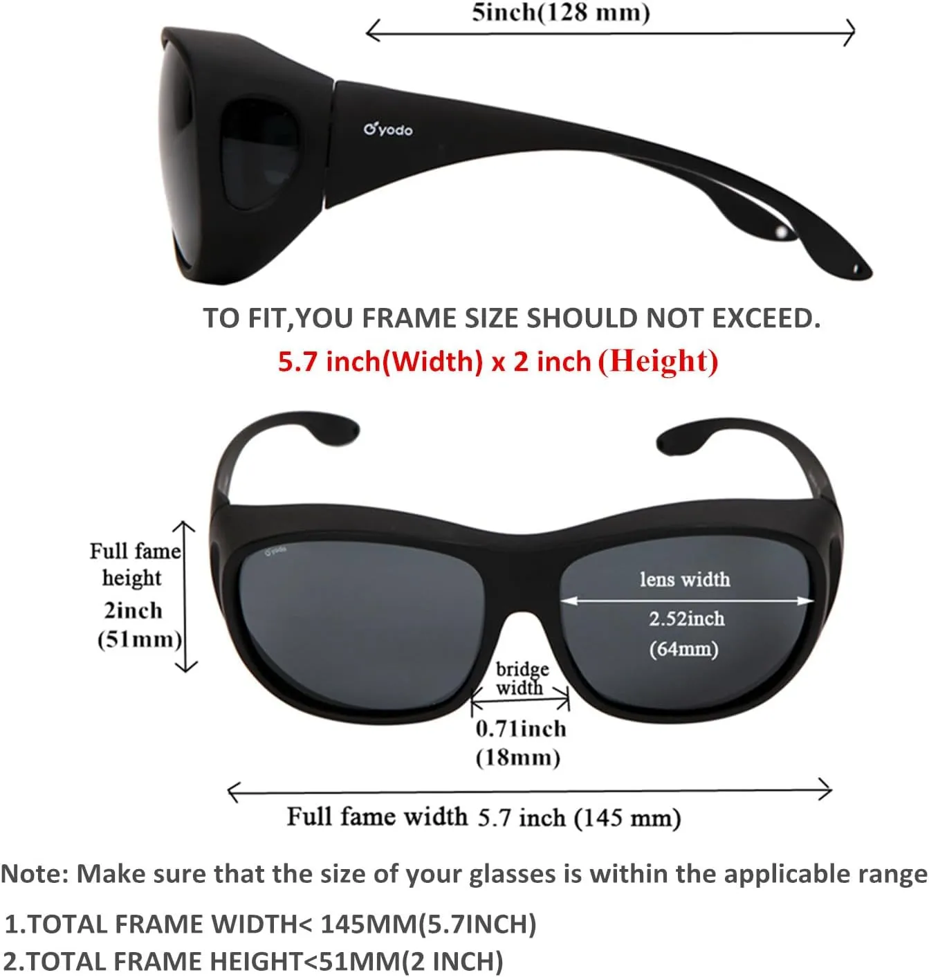 yodo Fit Over Glasses Sunglasses with Polarized Lenses for Men and Women