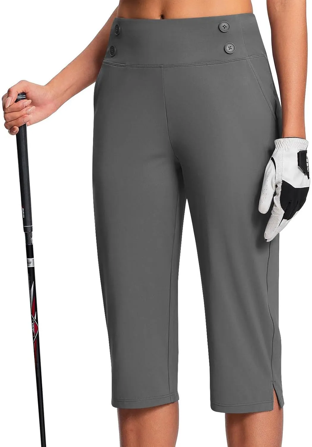 Yoga Capris with Pockets for Women Soft Stretch High Waisted Golf Pants Dressy Capri Pants Summer Cropped Trousers