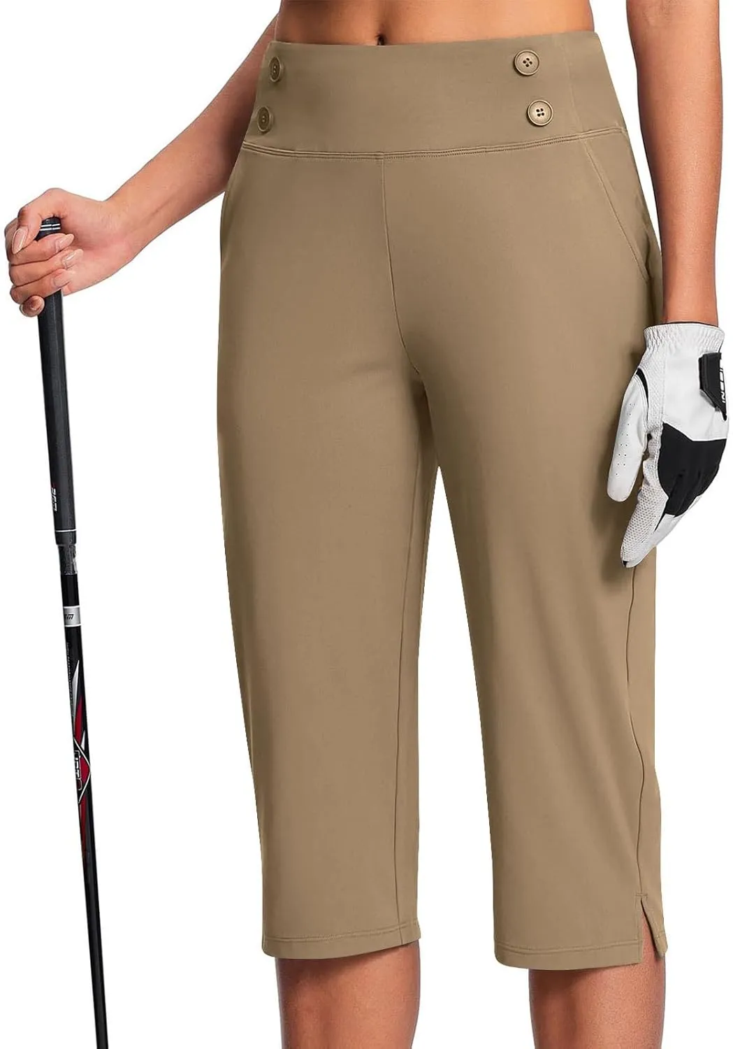 Yoga Capris with Pockets for Women Soft Stretch High Waisted Golf Pants Dressy Capri Pants Summer Cropped Trousers
