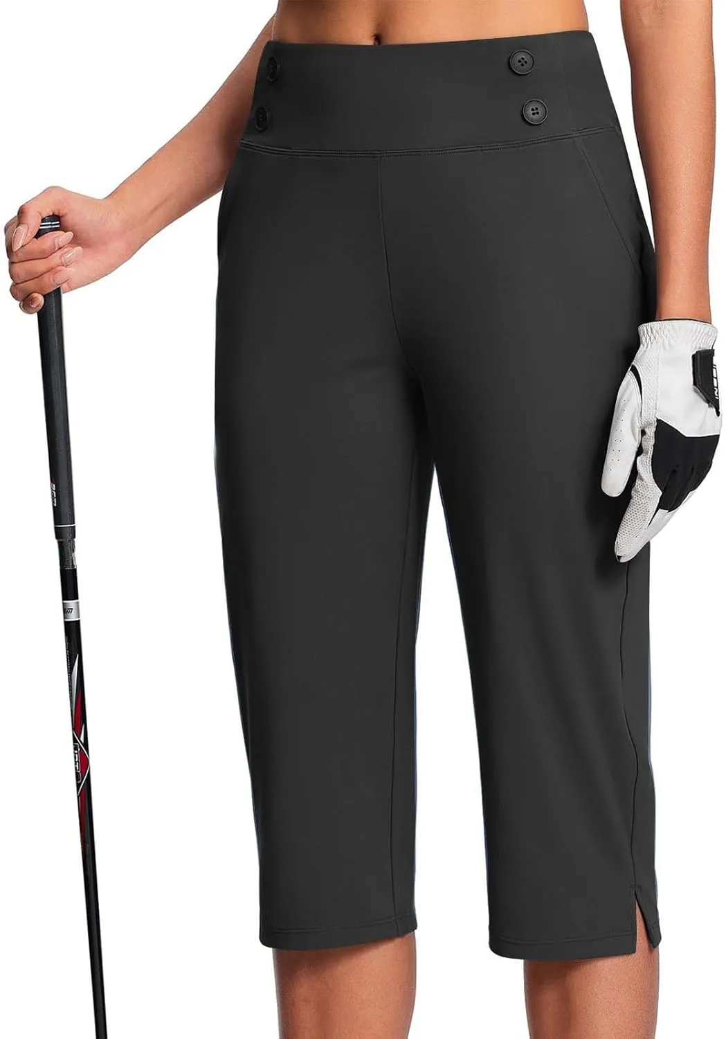 Yoga Capris with Pockets for Women Soft Stretch High Waisted Golf Pants Dressy Capri Pants Summer Cropped Trousers