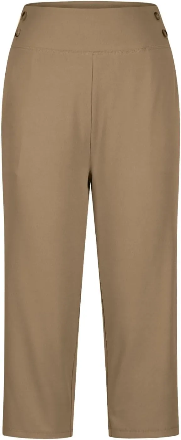 Yoga Capris with Pockets for Women Soft Stretch High Waisted Golf Pants Dressy Capri Pants Summer Cropped Trousers