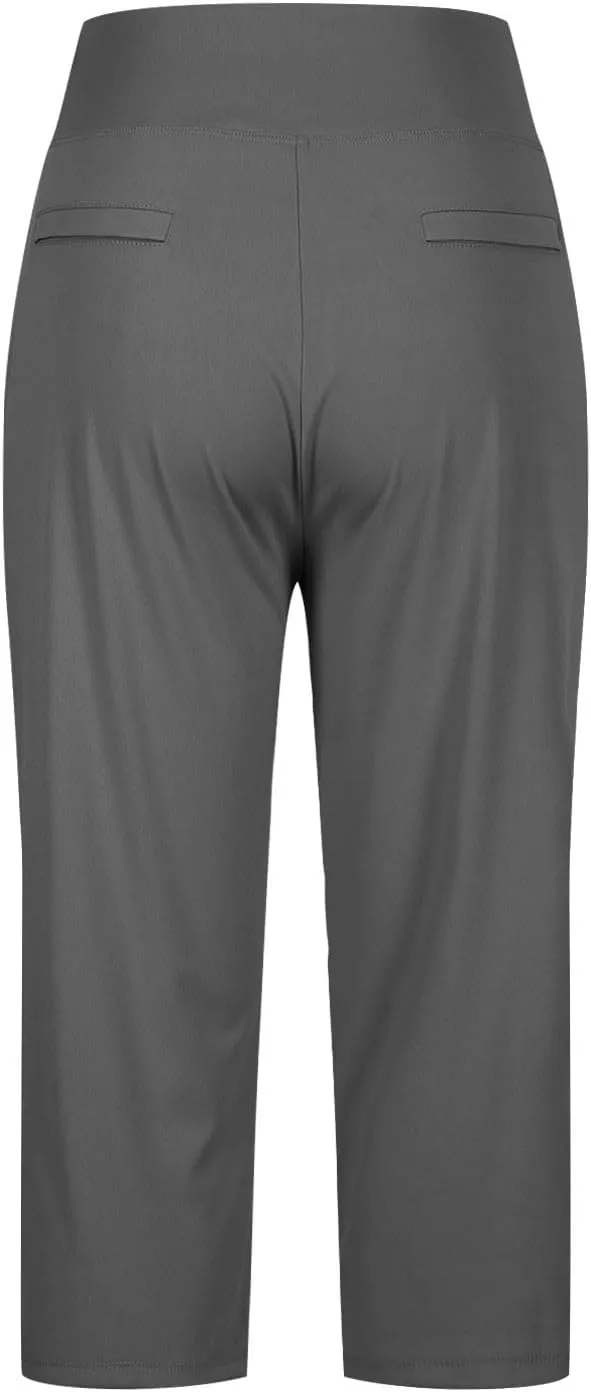 Yoga Capris with Pockets for Women Soft Stretch High Waisted Golf Pants Dressy Capri Pants Summer Cropped Trousers