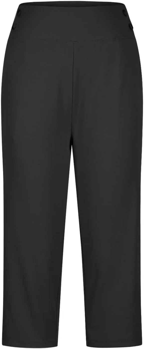 Yoga Capris with Pockets for Women Soft Stretch High Waisted Golf Pants Dressy Capri Pants Summer Cropped Trousers