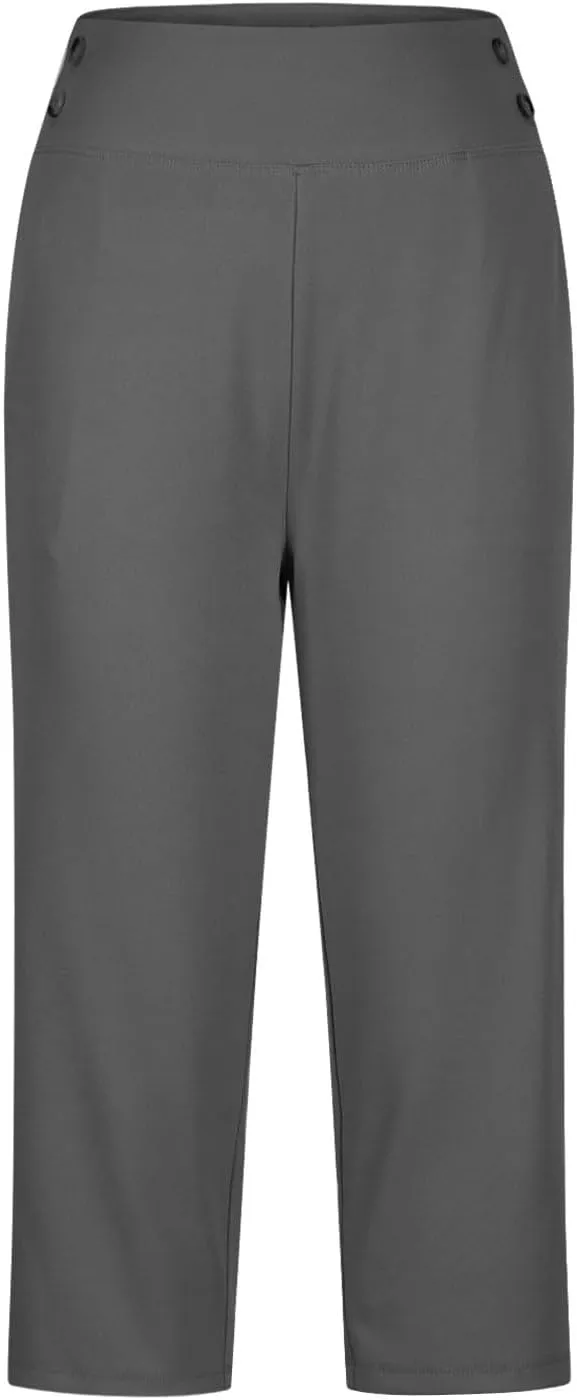 Yoga Capris with Pockets for Women Soft Stretch High Waisted Golf Pants Dressy Capri Pants Summer Cropped Trousers