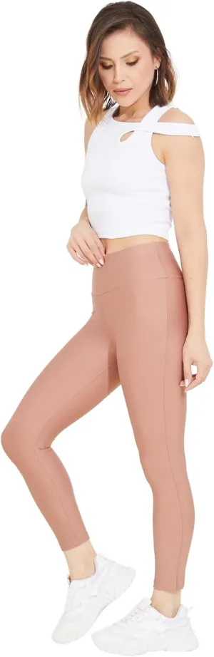zenne.com Lare Leggings for Women - High Waisted Leggings Yoga Pants Womens Leggings Dark Rose/Small