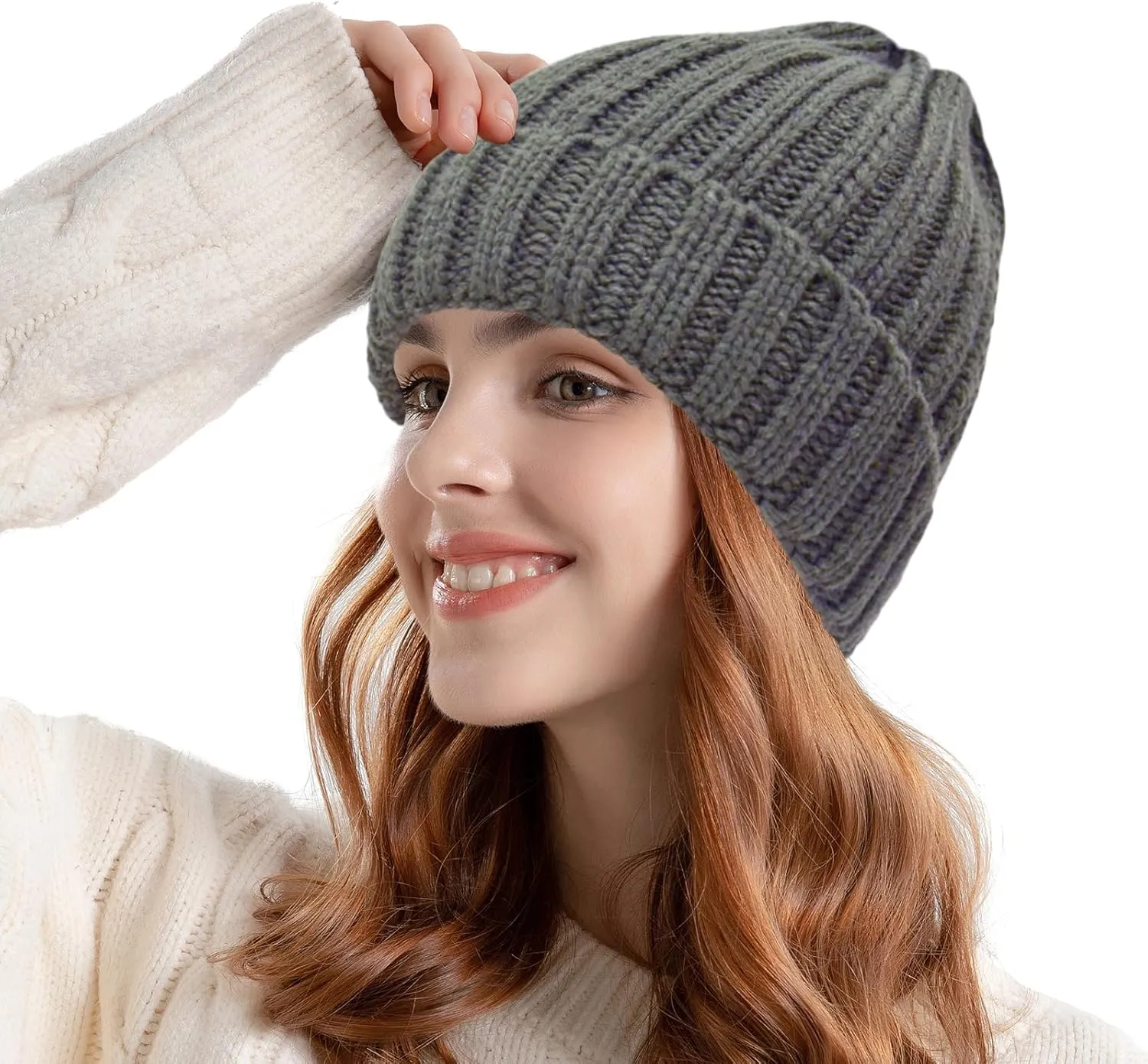 ZOORON 1&2 Winter Beanie for Women Soft Warm Slouchy Knit Hat Ski Stocking Cuffed Cap