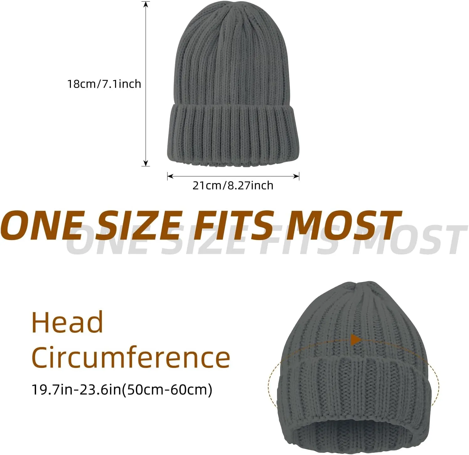 ZOORON 1&2 Winter Beanie for Women Soft Warm Slouchy Knit Hat Ski Stocking Cuffed Cap