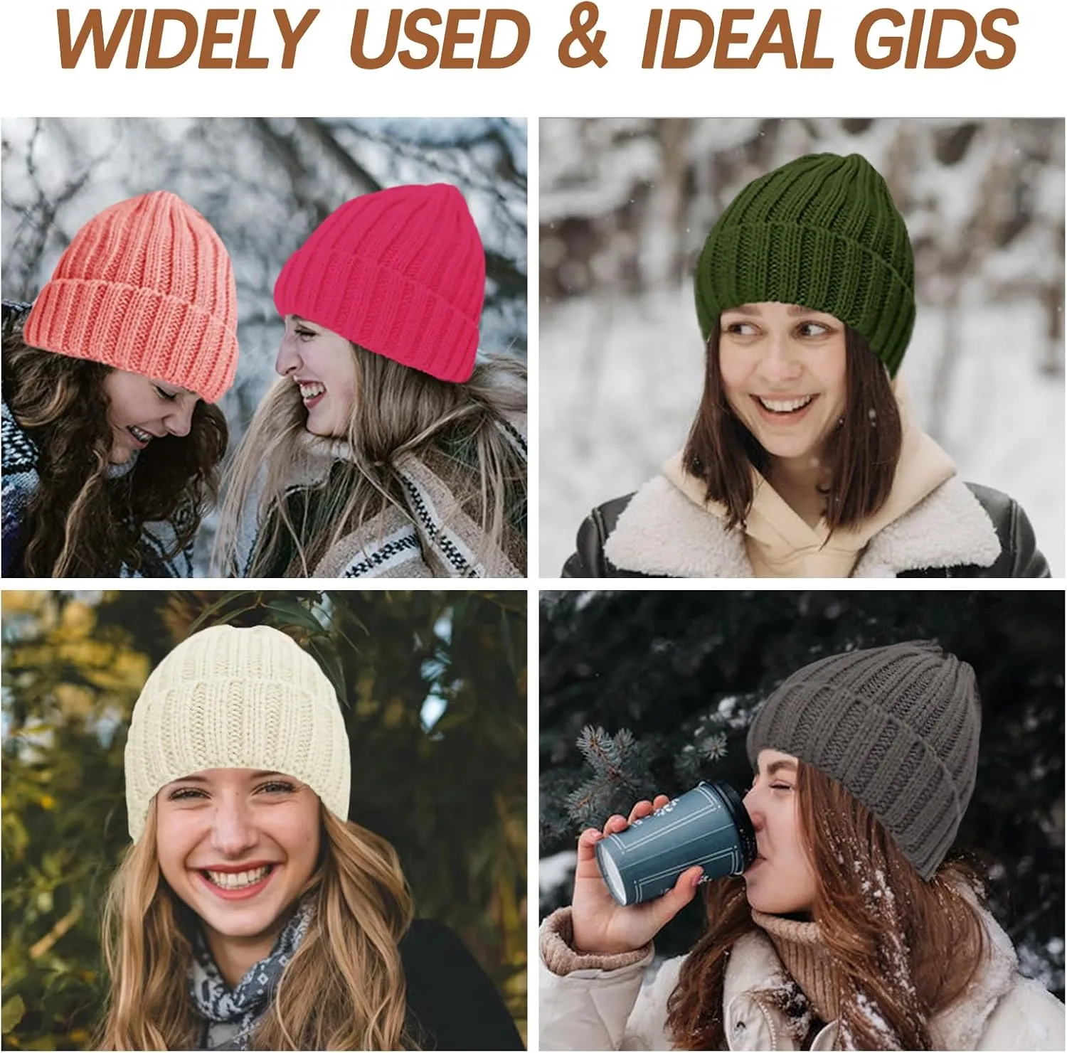 ZOORON 1&2 Winter Beanie for Women Soft Warm Slouchy Knit Hat Ski Stocking Cuffed Cap